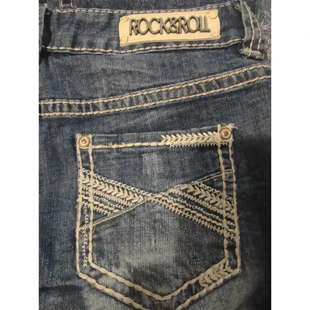 Bootcut Jeans Rock and‎ Roll Cowgirl 27x32 Western Y2K Cowgirl WD-5611 Denim Low